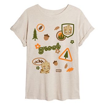 Juniors' Marvel Guardians Of The Galaxy Groot Nature Oversized Tee