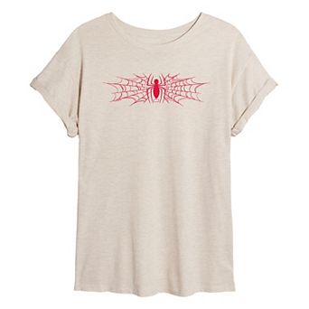Juniors' Marvel Spider-Man Spider Web Icon Oversized Tee