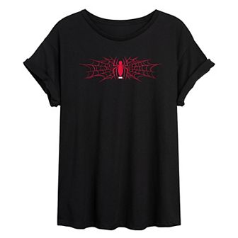 Juniors' Marvel Spider-Man Spider Web Icon Oversized Tee