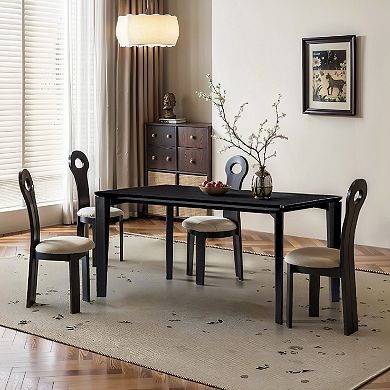 LuxenHome Wenge in Ash Veneer MDF Wood 6-Person Rectangle Dining Table with Rubberwood Legs