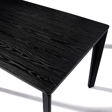 LuxenHome Wenge in Ash Veneer MDF Wood 6-Person Rectangle Dining Table with Rubberwood Legs