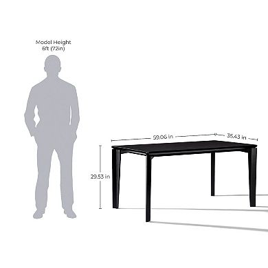 LuxenHome Wenge in Ash Veneer MDF Wood 6-Person Rectangle Dining Table with Rubberwood Legs