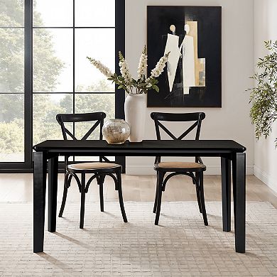 LuxenHome Wenge in Ash Veneer MDF Wood 6-Person Rectangle Dining Table with Rubberwood Legs