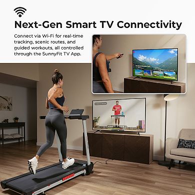 Sunny Health & Fitness Pace 500 Smart Auto Incline Wi-Fi Treadmill