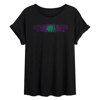 Juniors' Marvel Hulk Smash Through Wall Oversized Tee