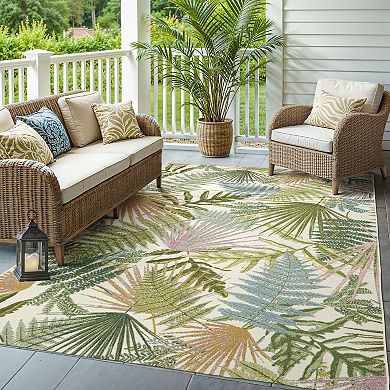 StyleHaven Negril Layered Tropical Leaves Rug