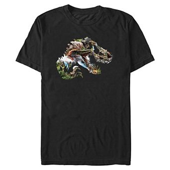 Men's Jurassic World Rebirth Dinosaurs Print Tyrannosaurus Head Graphic Tee