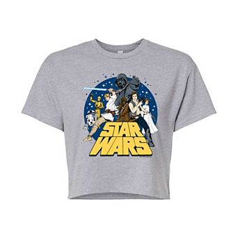 Juniors' Star Wars Retro Group Cropped Tee