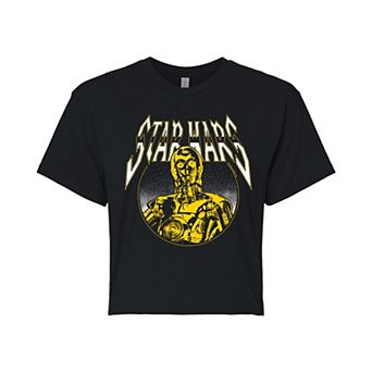 Juniors' Star Wars C-3PO Metal Cropped Tee