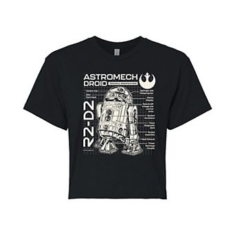 Juniors' Star Wars R2-D2 Blueprint Cropped Tee