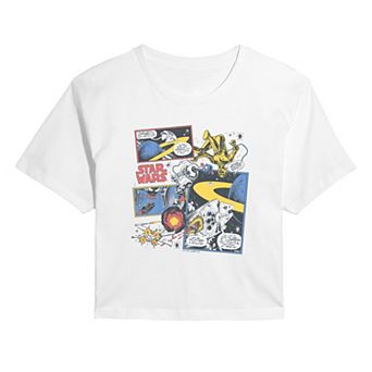 Juniors' Star Wars Vintage Comic Panels Cropped Tee