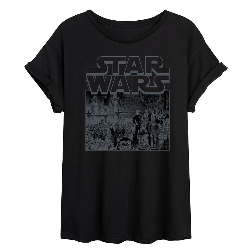 Juniors' Star Wars Manga Art Style Oversized Tee