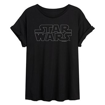 Juniors' Star Wars Logo Outline Oversized Tee