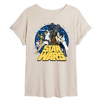 Juniors' Star Wars Retro Group Oversized Tee