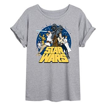 Juniors' Star Wars Retro Group Oversized Tee