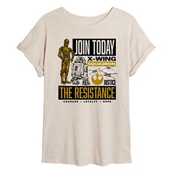 Juniors' Star Wars Join Today The Resistance Oversized Tee