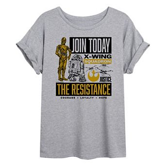Juniors' Star Wars Join Today The Resistance Oversized Tee