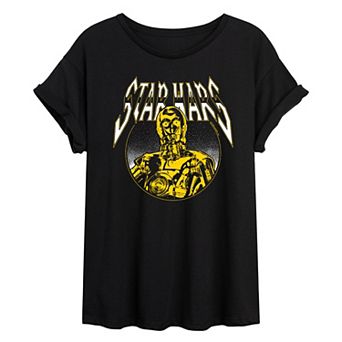 Juniors' Star Wars C-3PO Metal Oversized Tee