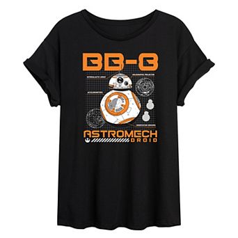 Juniors' Star Wars BB-8 Schematic Oversized Tee