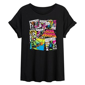 Juniors' Star Wars Boba Fett Pop Art Oversized Tee