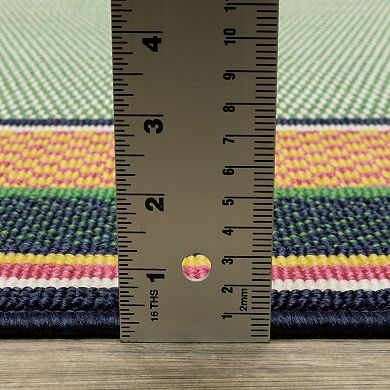 StyleHaven Preppy Stripe Border Indoor/Outdoor Area Rug
