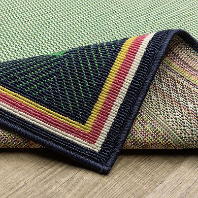 StyleHaven Preppy Stripe Border Indoor/Outdoor Area Rug