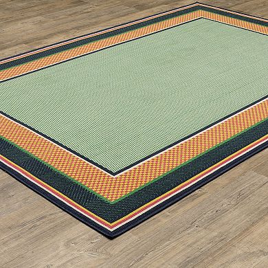 StyleHaven Preppy Stripe Border Indoor/Outdoor Area Rug