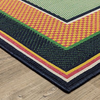 StyleHaven Preppy Stripe Border Indoor/Outdoor Area Rug