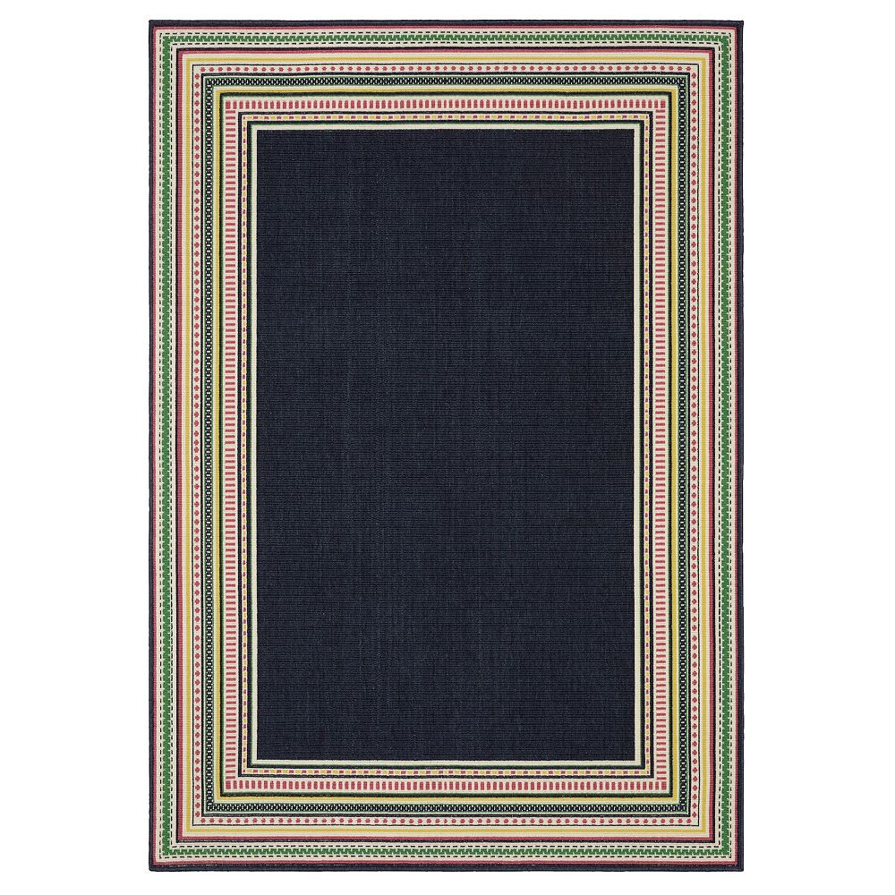 StyleHaven Multi-Stripe Border Indoor/Outdoor Area Rug