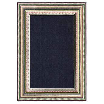 StyleHaven Multi-Stripe Border Indoor/Outdoor Area Rug