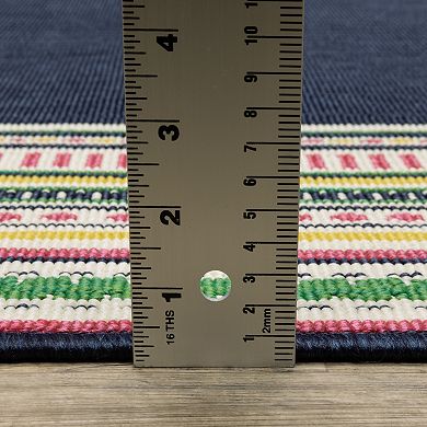 StyleHaven Multi-Stripe Border Indoor/Outdoor Area Rug