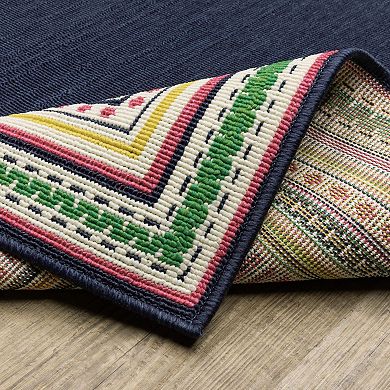 StyleHaven Multi-Stripe Border Indoor/Outdoor Area Rug