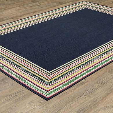 StyleHaven Multi-Stripe Border Indoor/Outdoor Area Rug