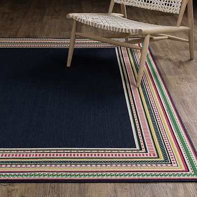 StyleHaven Multi-Stripe Border Indoor/Outdoor Area Rug