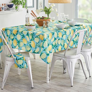 Elrene Home Fashions Lemon Grove Indoor/Outdoor Spring/Summer Fabric Tablecloth