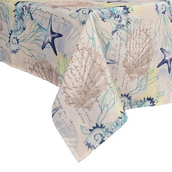 Elrene Home Fashions Seabiscuit Coastal Indoor/Outdoor Spring/Summer Fabric Tablecloth