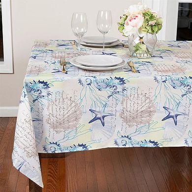 Elrene Home Fashions Seabiscuit Coastal Indoor/Outdoor Spring/Summer Fabric Tablecloth