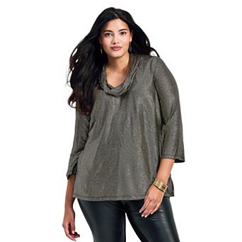 Avenue Women's Plus Size Felicia Metallic Knit Top