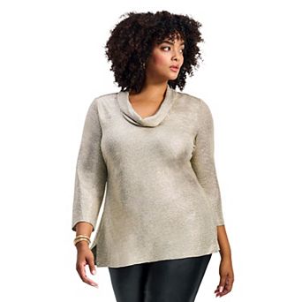Avenue Women's Plus Size Felicia Metallic Knit Top