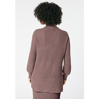Roaman's Women's Plus Size Cable Knit V Neck Sweater