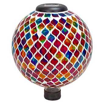 Sunnydaze Mosaic Glass Gazing Ball with Solar Light - 10 in