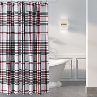 Caro Home Christmas Plaid Shower Curtain