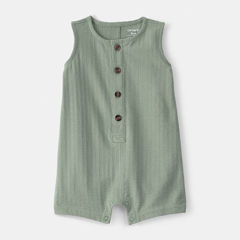 Carter's Baby Carter's Solid Sleeveless Romper with Button Closure