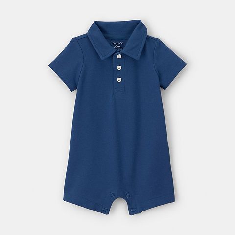 Boy Baby Boy Carter's Pique Polo Short-Sleeve Romper