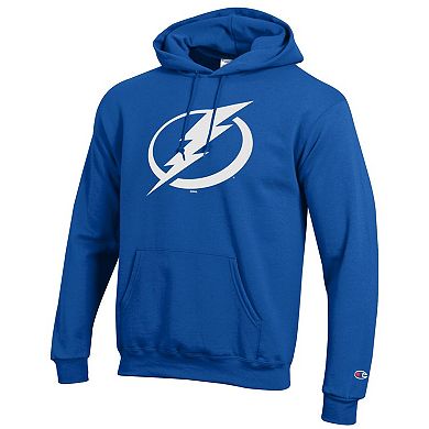 Men's Champion Blue Tampa Bay Lightning Primary Logo 1-Hit Pullover Hoodie