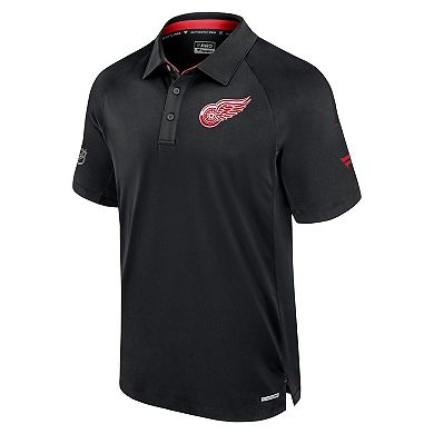 Men's Fanatics Black Detroit Red Wings Authentic Pro Rink Raglan Polo