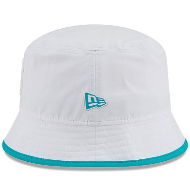 Men's New Era White Miami Dolphins 2025 NFL Training Camp Stretch Bucket Hat