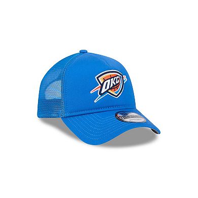 Men's New Era Blue Oklahoma City Thunder Core Logo Foam Front A-Frame 9FORTY Adjustable Trucker Hat