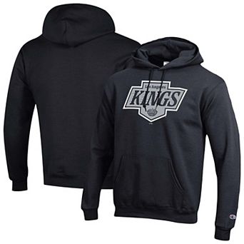 Men's Champion Black Los Angeles Kings Primary Logo 1-Hit Pullover Hoodie