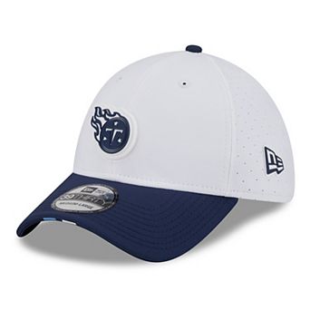Men's New Era White/Navy Tennessee Titans 2025 NFL Training Camp 39THIRTY Flex Hat